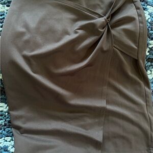 Black Midi Pencil Skirt with Tie Front